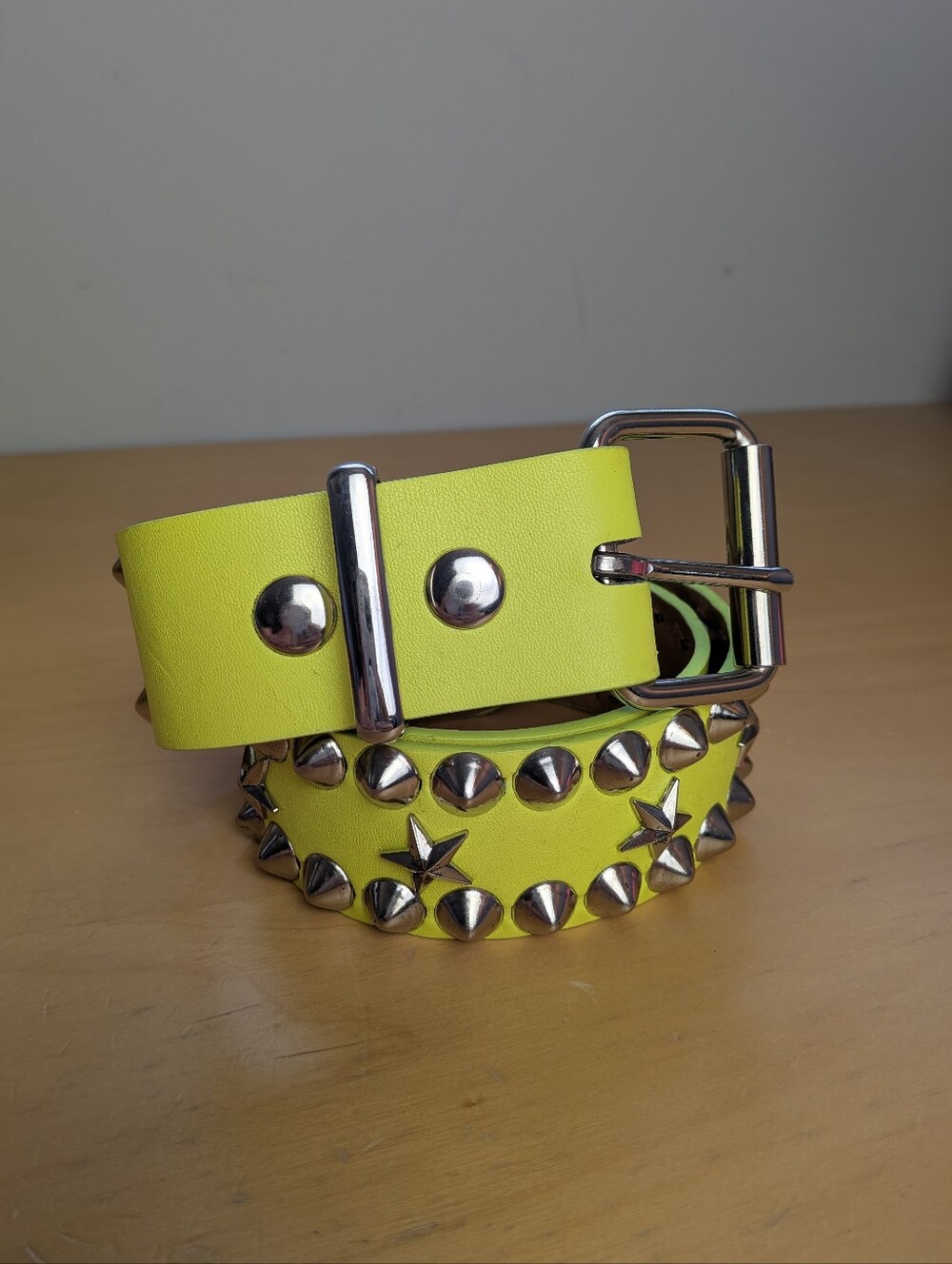 Unisex Belt Y2K STUD Fluo Yellow Color Size Small Made In USA